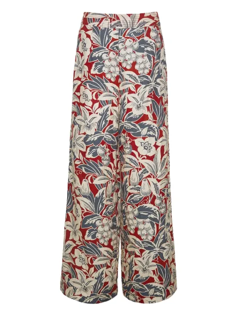 Cara Cara tropical-print linen trousers