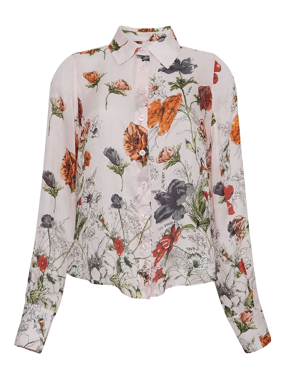 Cara Cara Perfect Floral-print Shirt In Gray