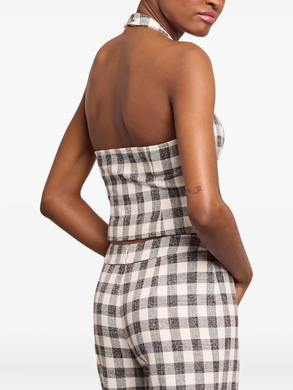  Cara Cara Gingham Halterneck Waistcoat - White 