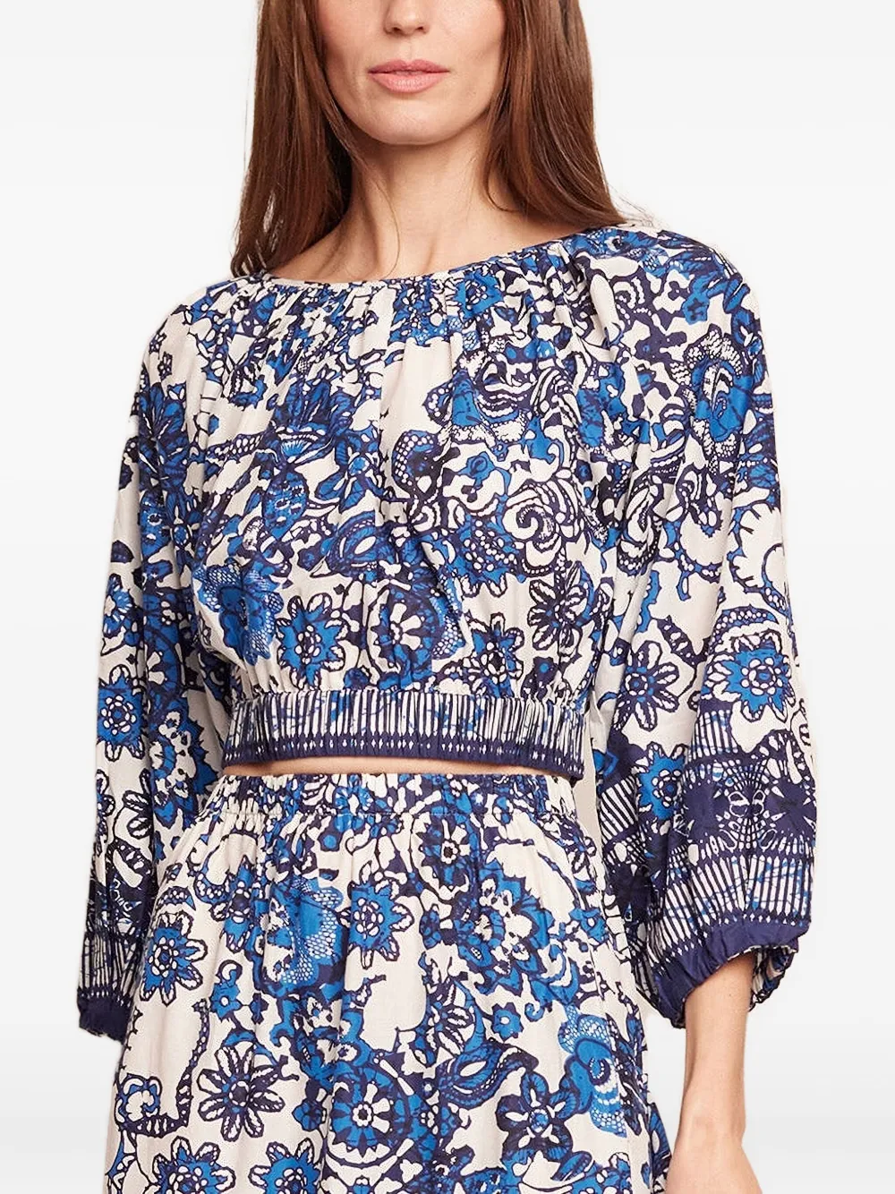  Cara Cara Floral-print Blouse - White 