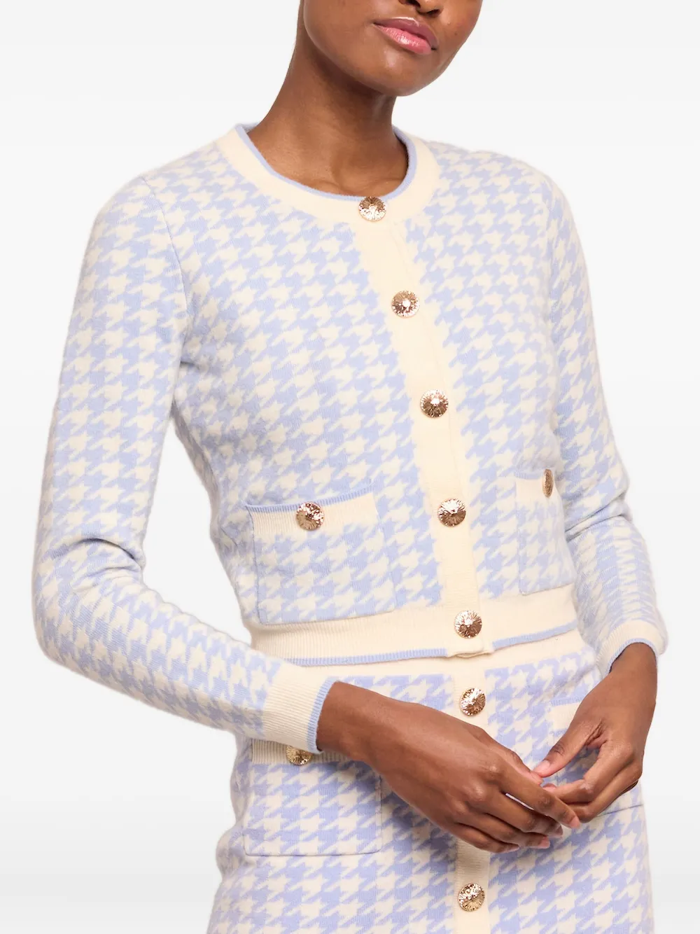  Cara Cara Priscilla Houndstooth Buttoned Cardigan - Blue 