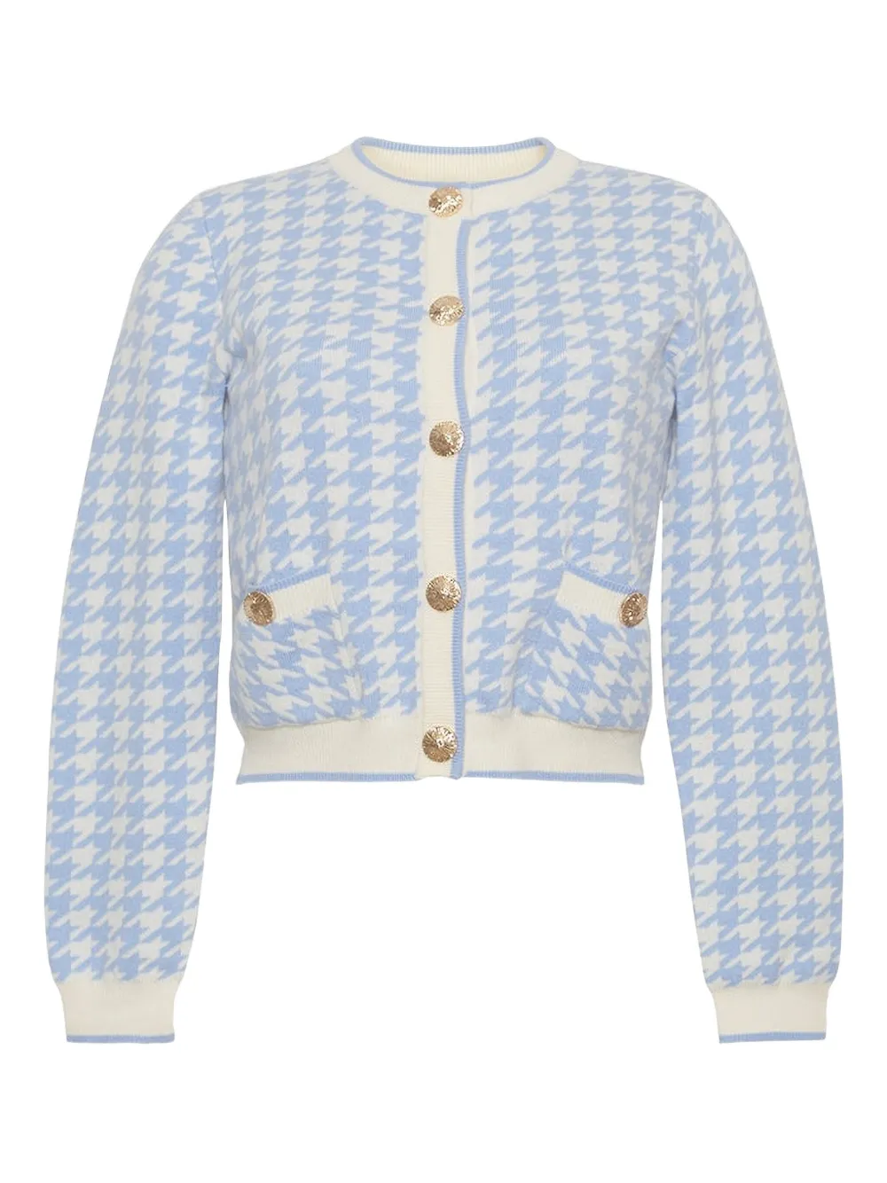 Cara Cara Priscilla Houndstooth Buttoned Cardigan In Blue