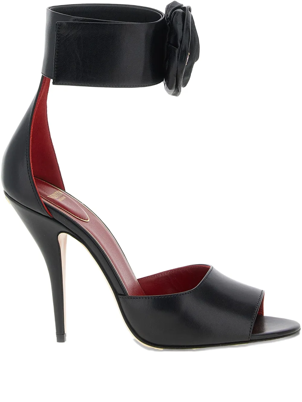Valentino Garavani Drip Rose Kidskin Sandal With Crystals 105mm Woman Black 39.5 In Black