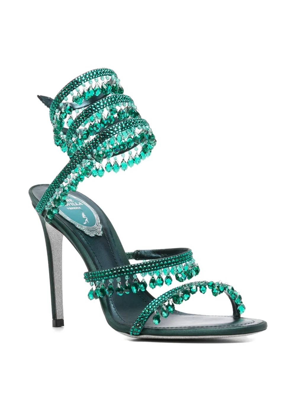 René Caovilla 105mm Chandelier Sandals In Green