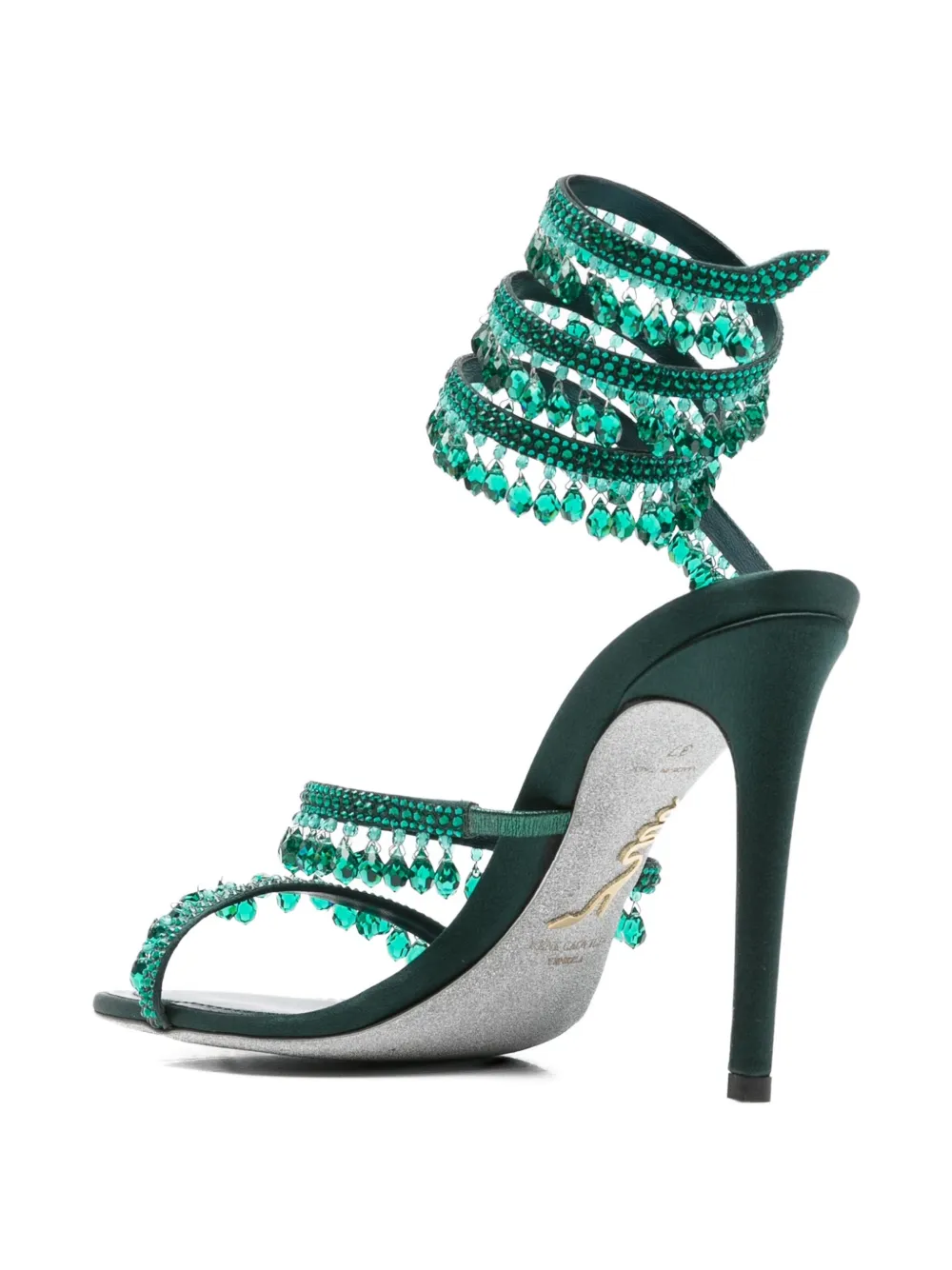 René Caovilla 105mm Chandelier Sandals In Green