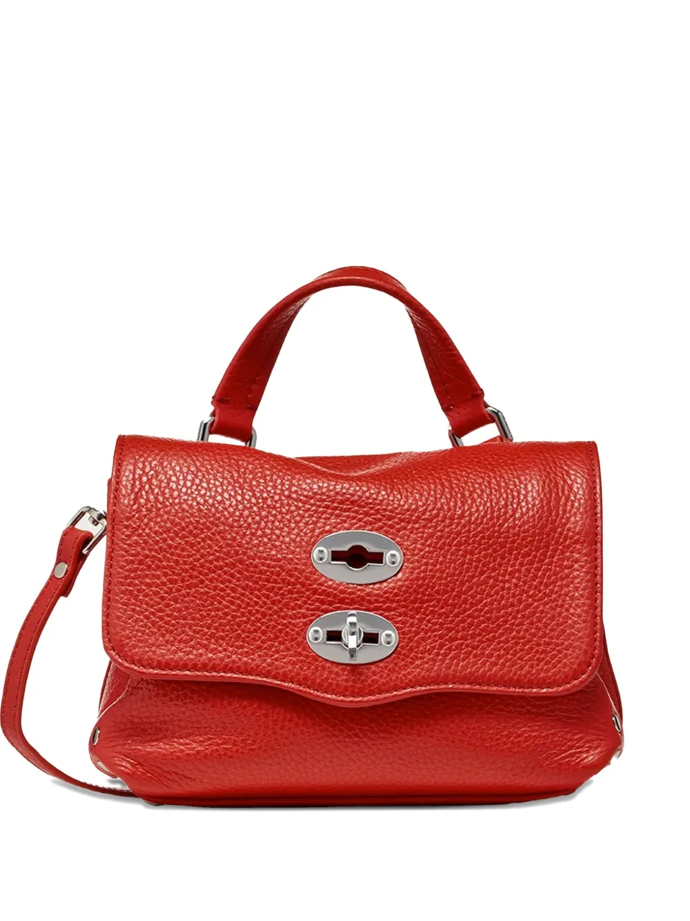 Zanellato Baby Postina Bag In Hammered Leather Red With Shoulder Strap In Red