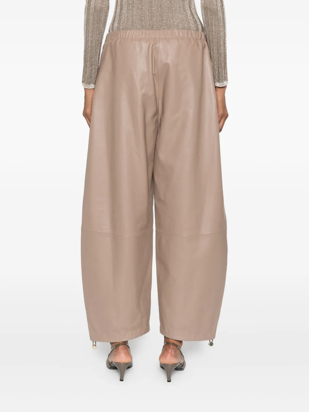 Fabiana Filippi Leather Cropped Trousers In Brown
