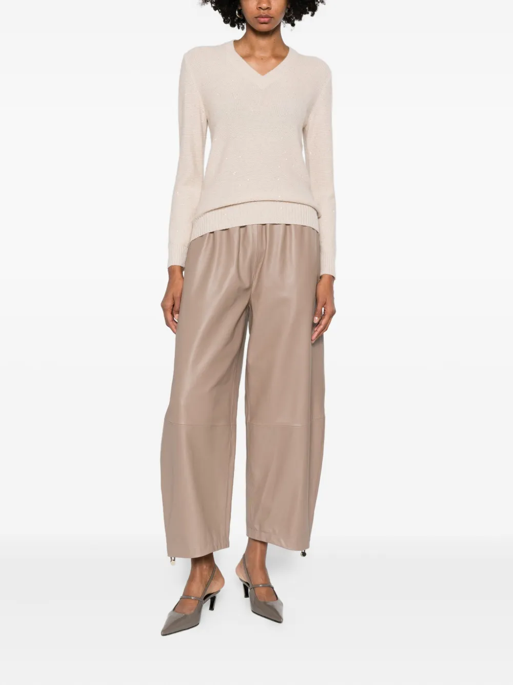 Fabiana Filippi V-neck Sweater In Brown