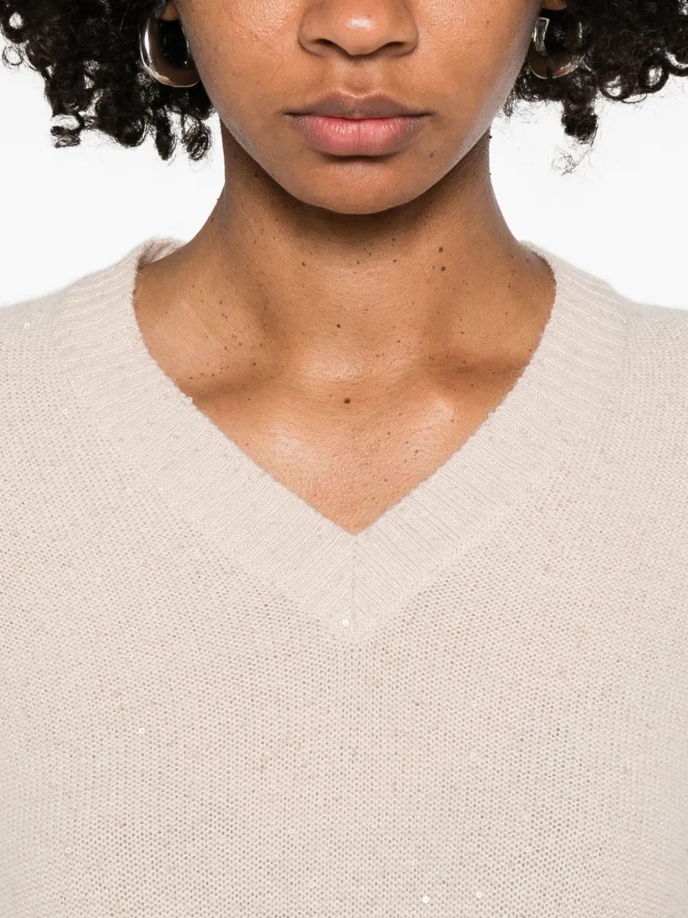 Fabiana Filippi V-neck Sweater In Brown