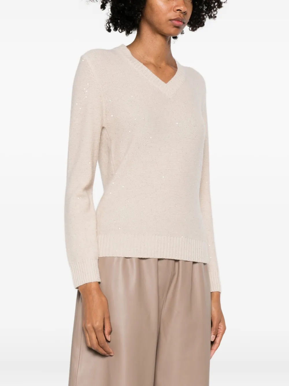 Fabiana Filippi V-neck Sweater In Brown