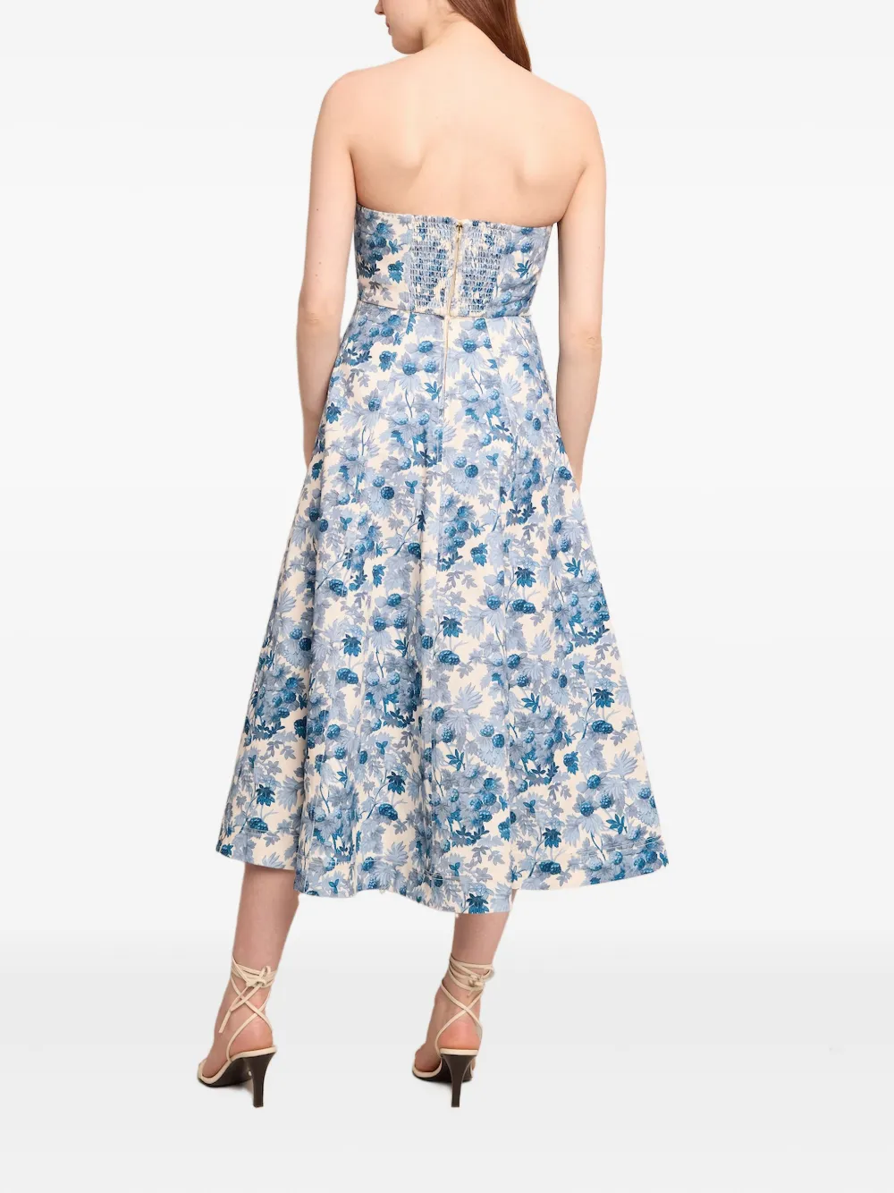 Floral-Print Strapless Day Dress