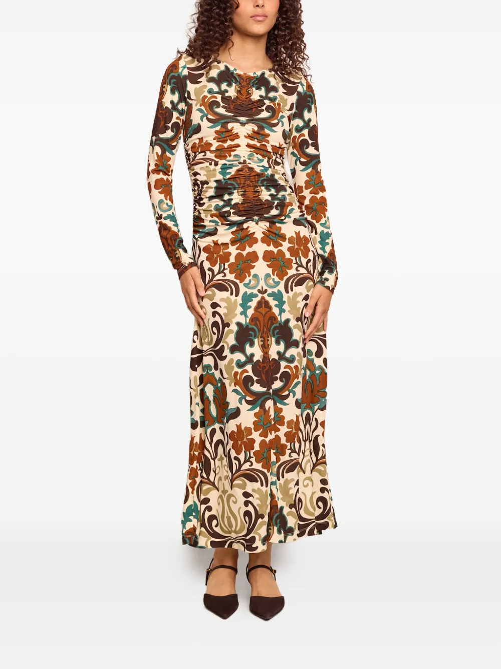 Cara Cara Jurk met bloemenprint - Beige