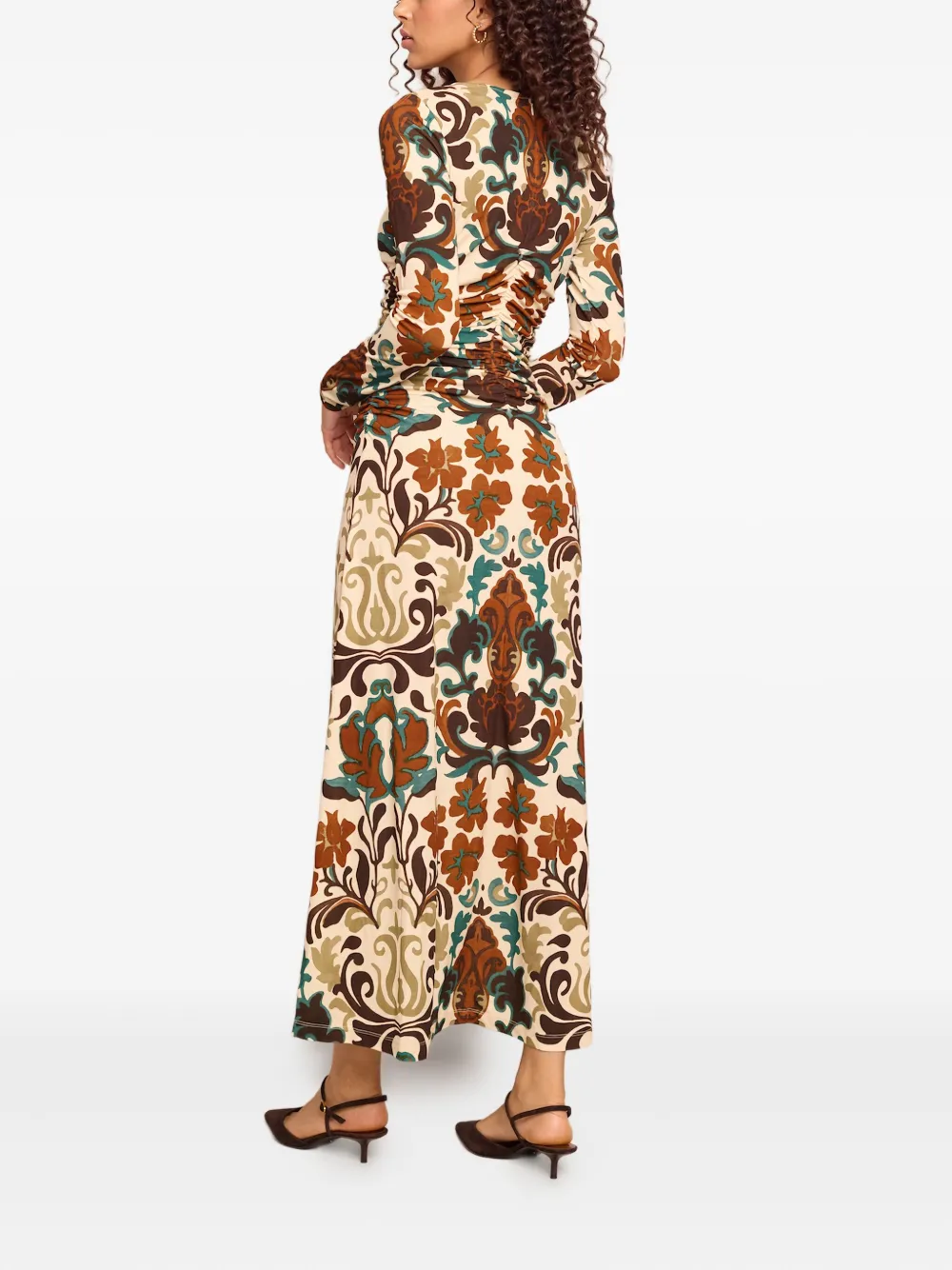 Cara Jurk met bloemenprint Beige