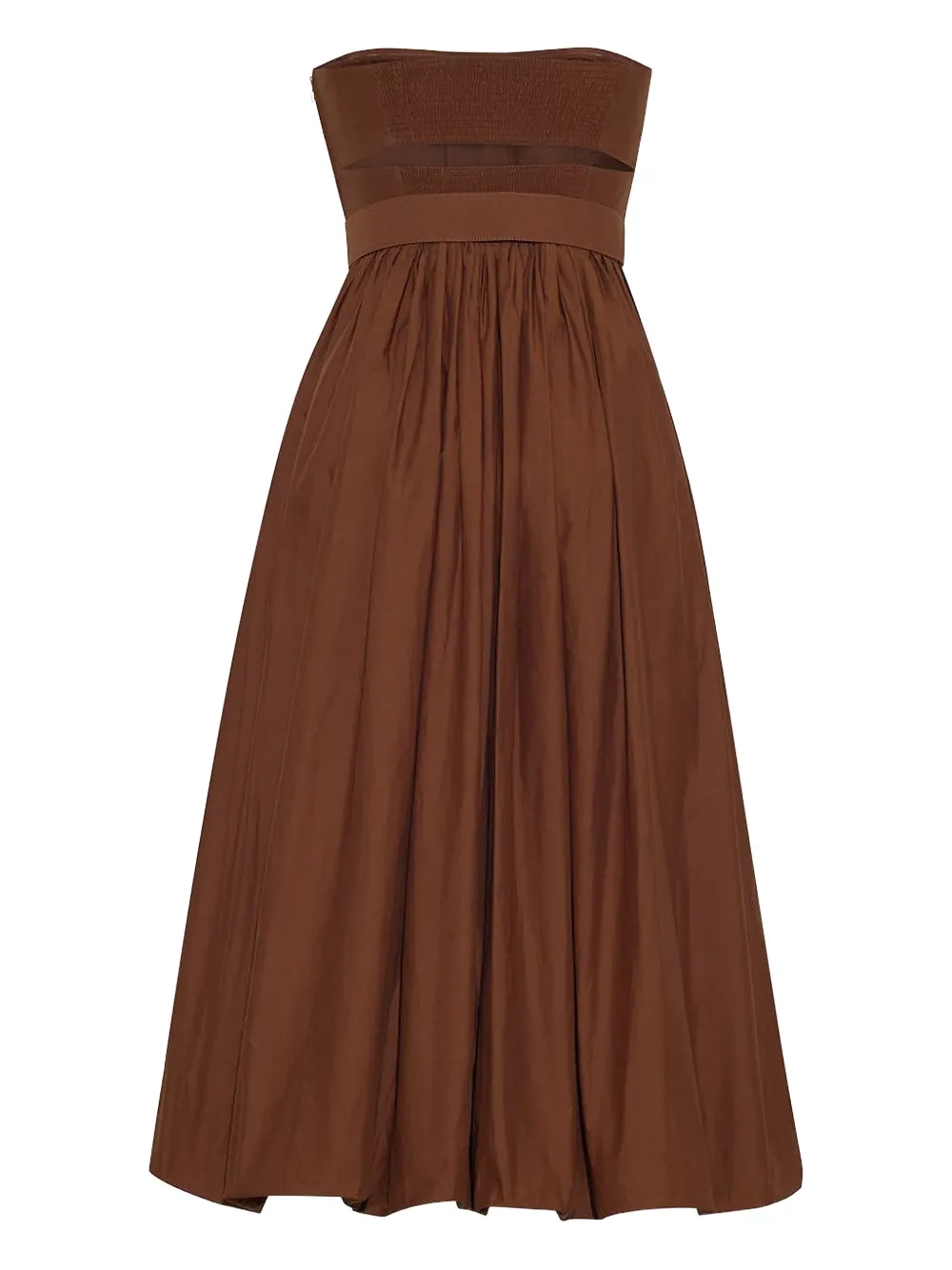 Cara Strapless midi-jurk met ceintuur Bruin