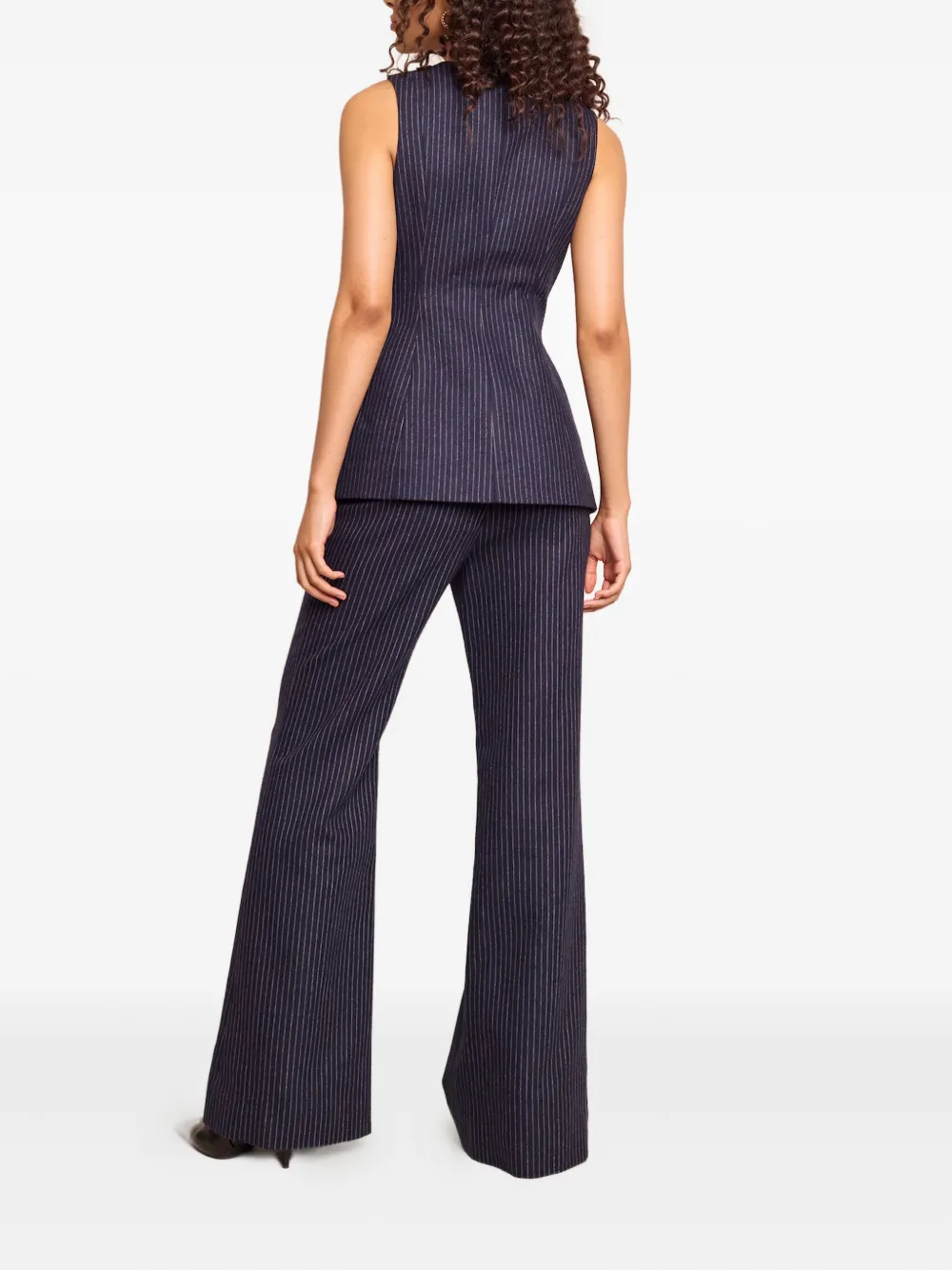Cara Cara Tristan Pinstriped Brushed Wool-blend Flared Pants In Multi