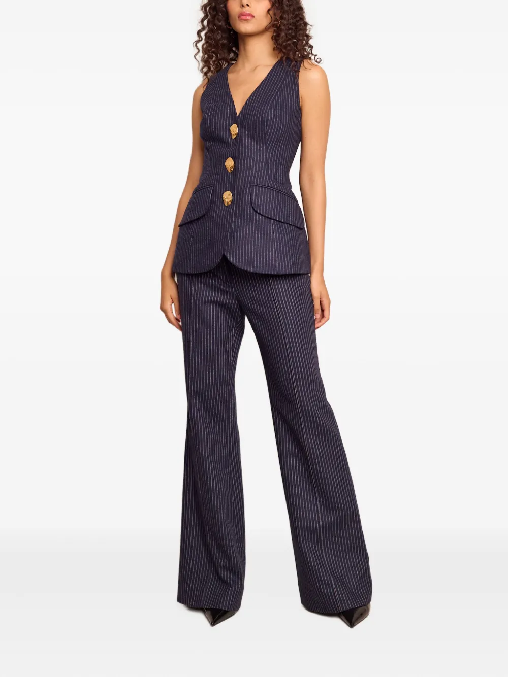 Cara Cara Tristan flared broek met krijtstreep - Blauw