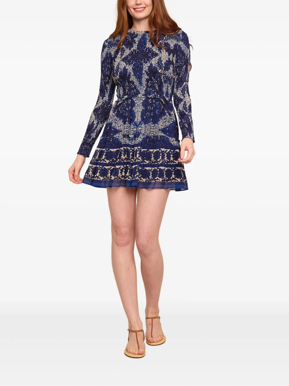 Cara Cara Gesmockte jurk met ruches - Blauw
