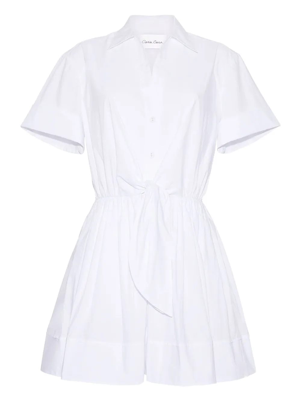 Cara Cara Asbury Tie-waist Poplin Mini Dress In White