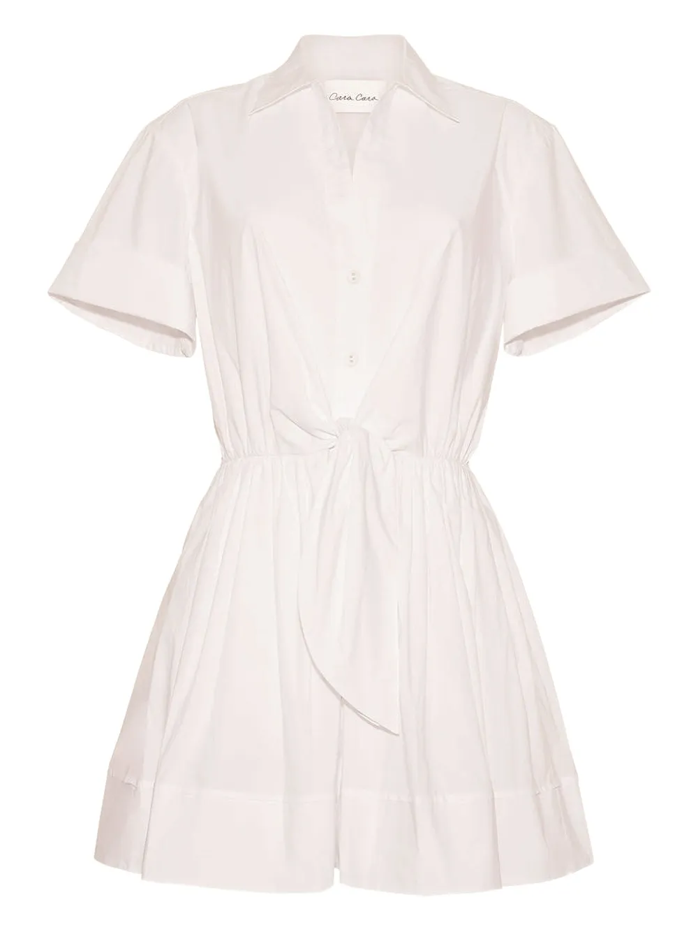 Cara Cara Asbury tie-waist poplin mini dress - Bianco
