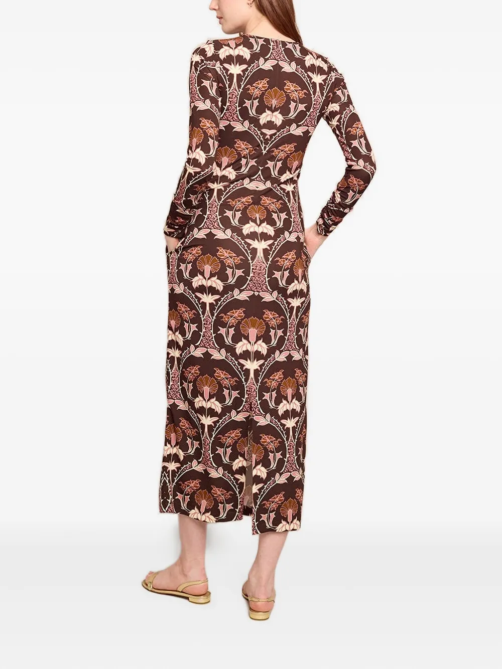  Cara Cara Robe Fleurie à Manches Longues - Marron 