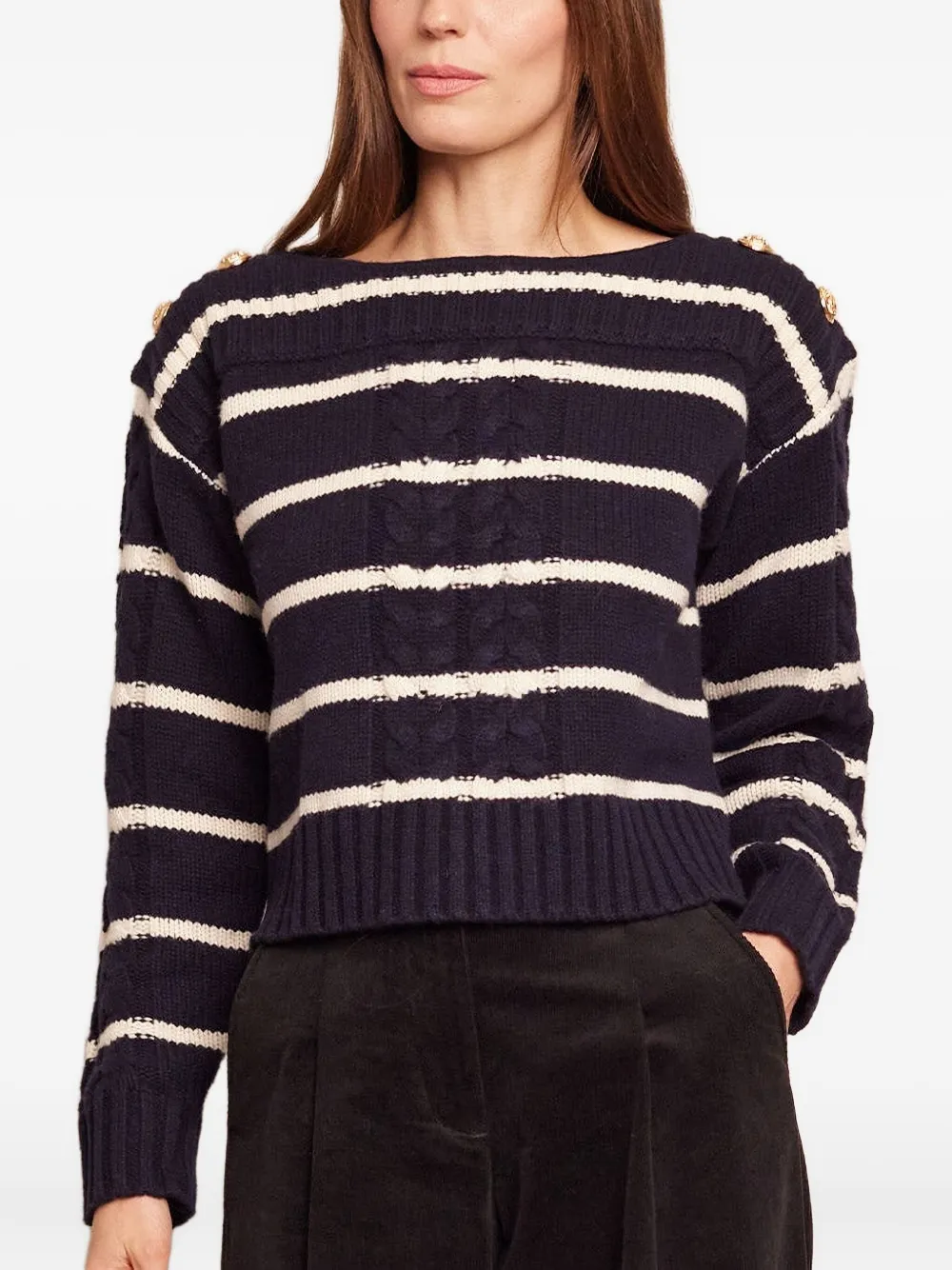 Sarita Cable-Knit Striped Sweater
