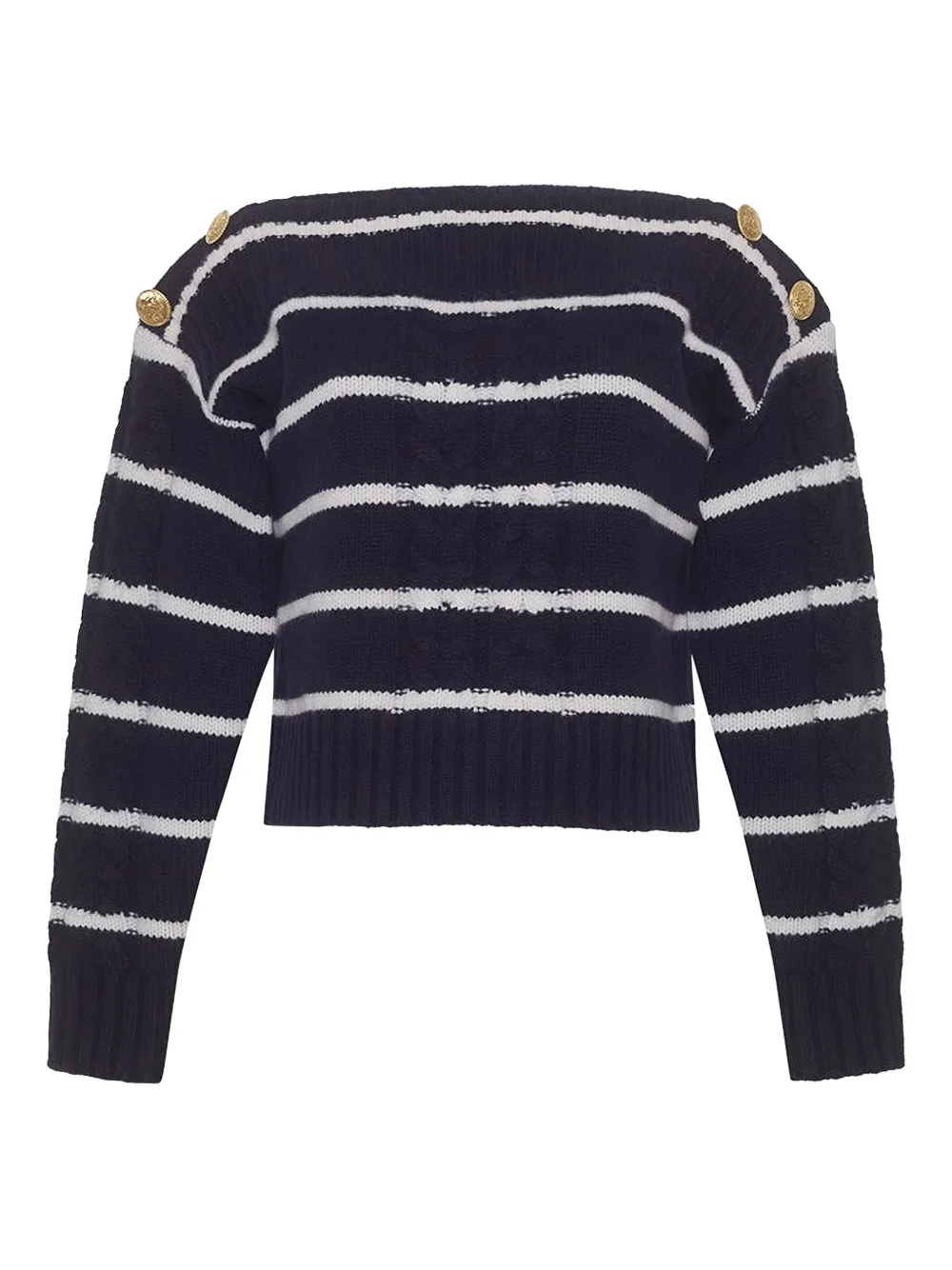 Cara Cara Sarita Cable-knit Striped Sweater In Black