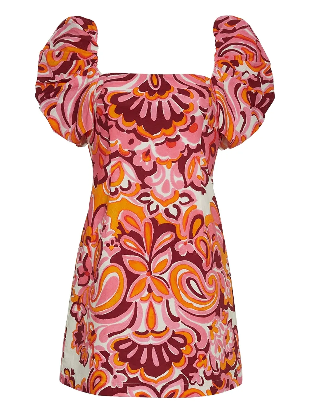 Cara Cara Kelly Puff-sleeve Paisley-print Mini Dress In Multi