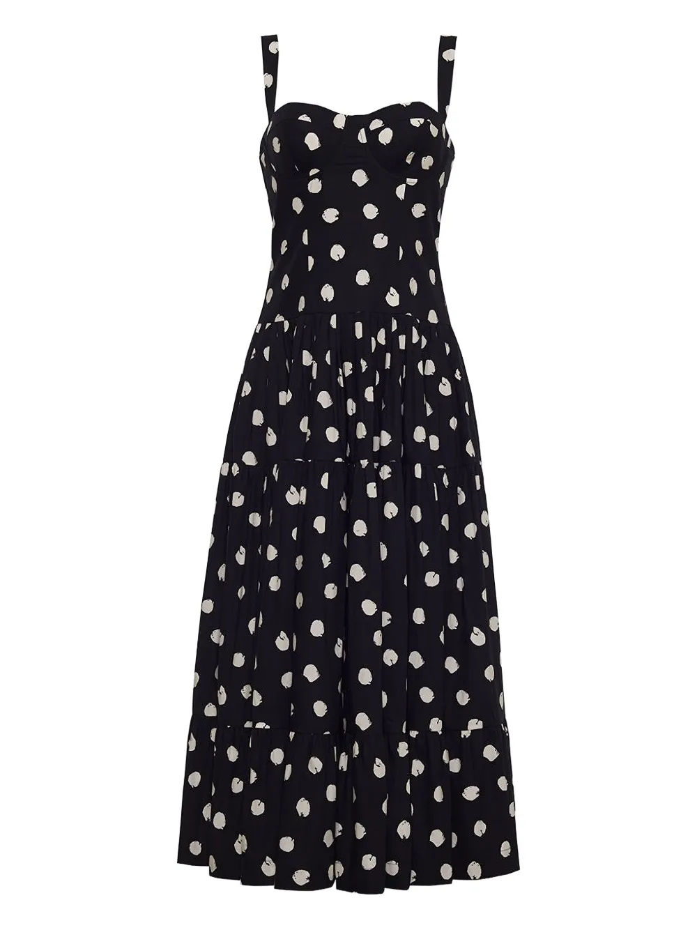 Cara Cara Santiago Smocked Tiered Polka-dot Cotton-poplin Midi Dress In Multi