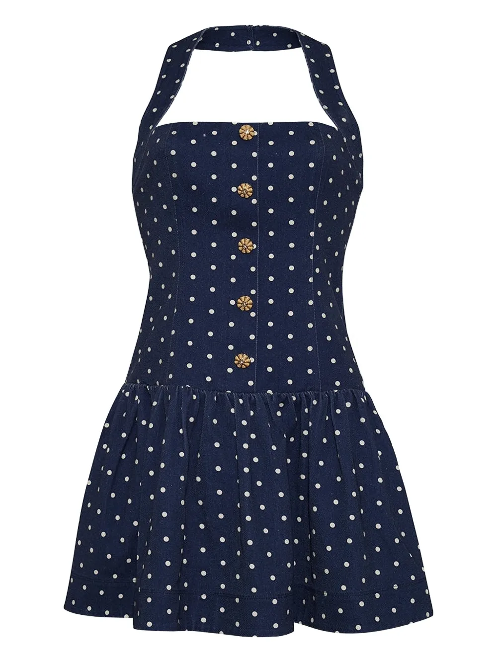 Cara Cara Felicity Polka-dot Buttoned Mini Dress In Blue