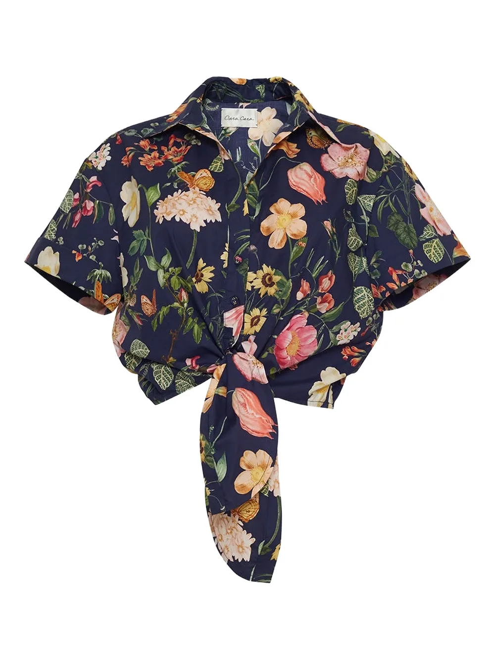 Cara Cara Asbury floral-print tie-front top - Blu