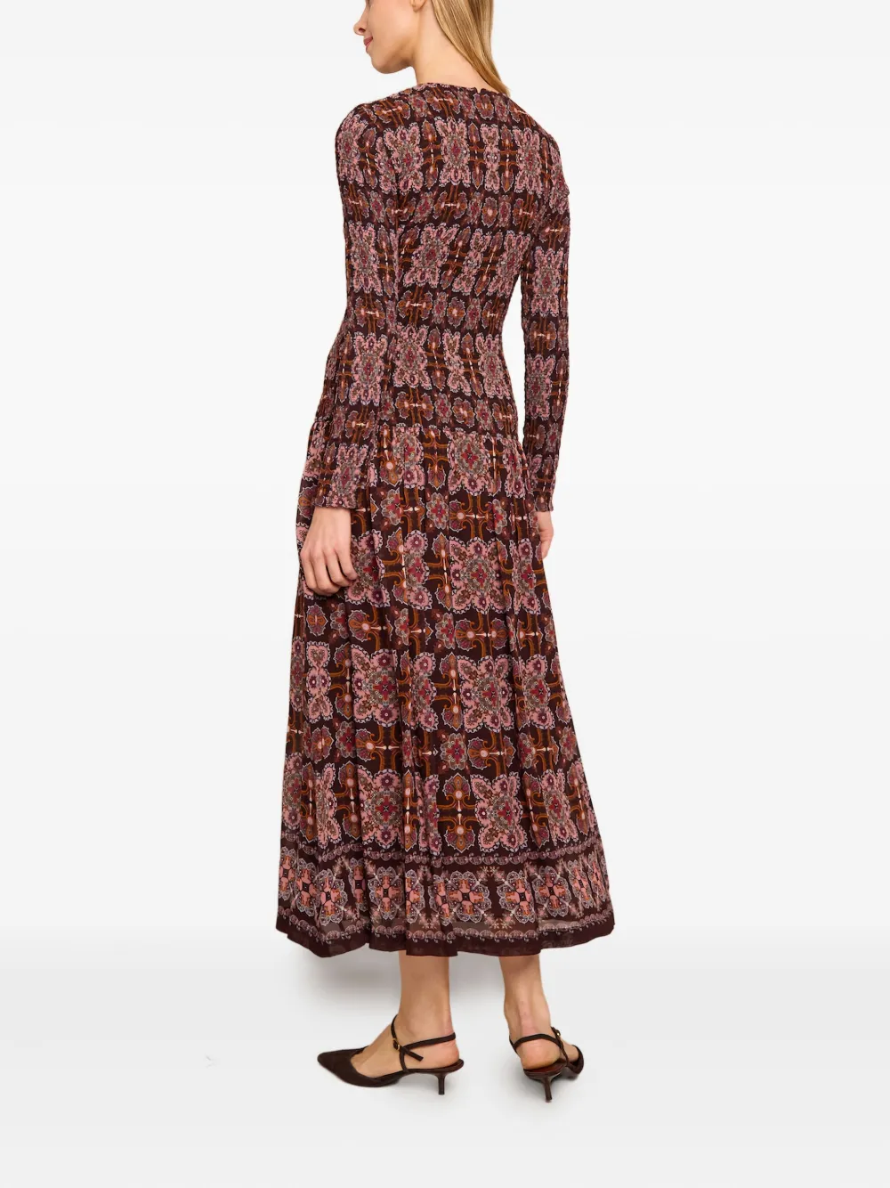 Cara Cara Blossom jurk met bloemenprint en lange mouwen - Rood