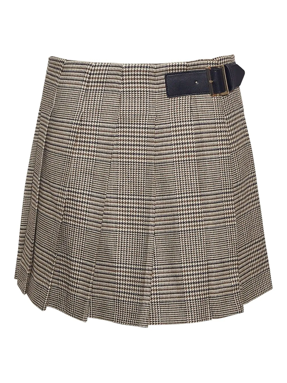 Cara Cara Abbey Houndstooth Pleated Mini Kirt In Neutral