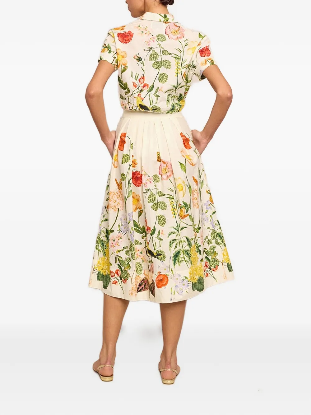  Cara Cara Marge Floral-print Pleated Midi Skirt - Neutrals 