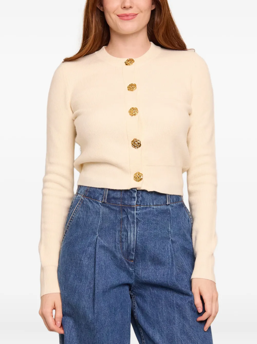  Ellery Floral-Button Cardigan