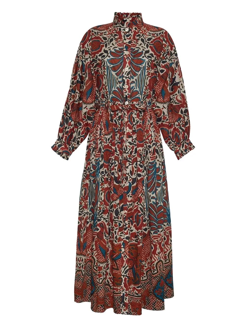 Cara Cara Beatrice Ruffle-detailed Printed Dress In Brown