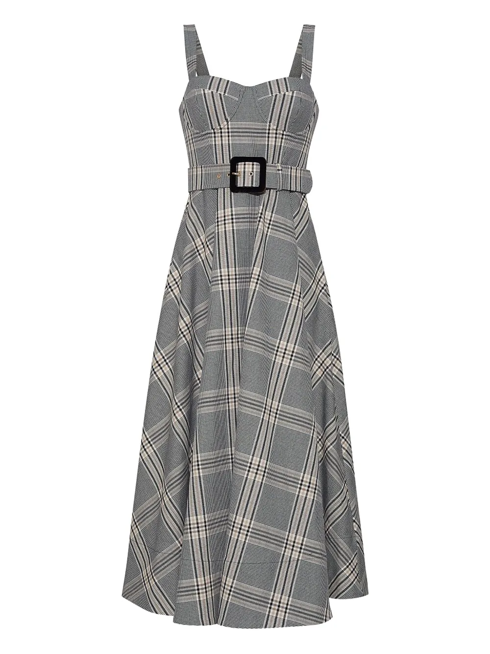 Cara Cara Calypso Plaid Cotton-blend Midi Dress In Gray