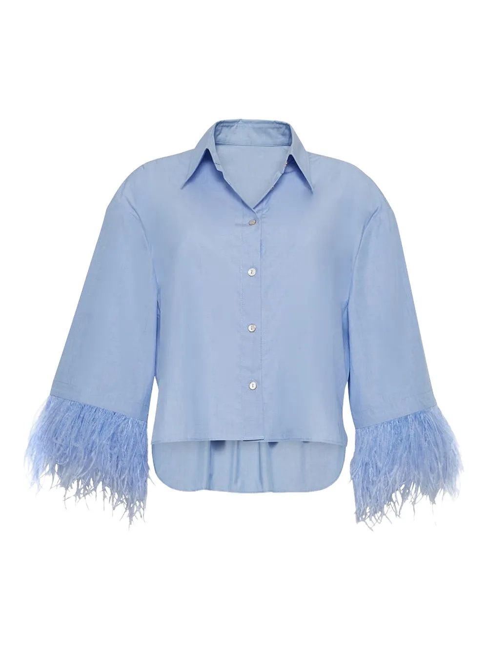 Cara Cara Chester Feather-cuff Cotton Shirt In Blue