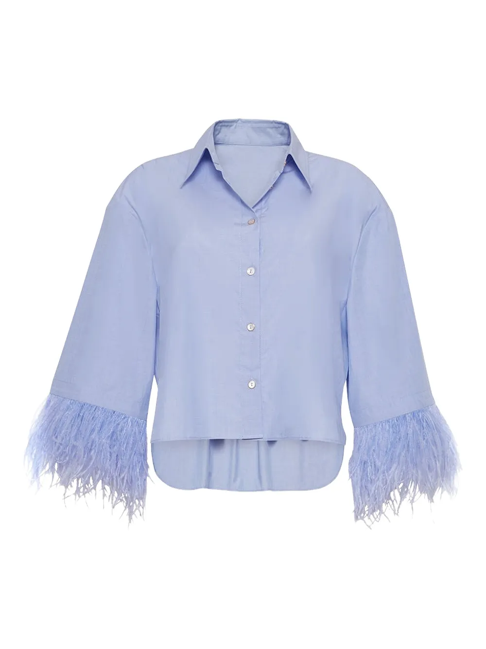 Cara Cara Camicia Chester in cotone con piume sui polsini - Blu
