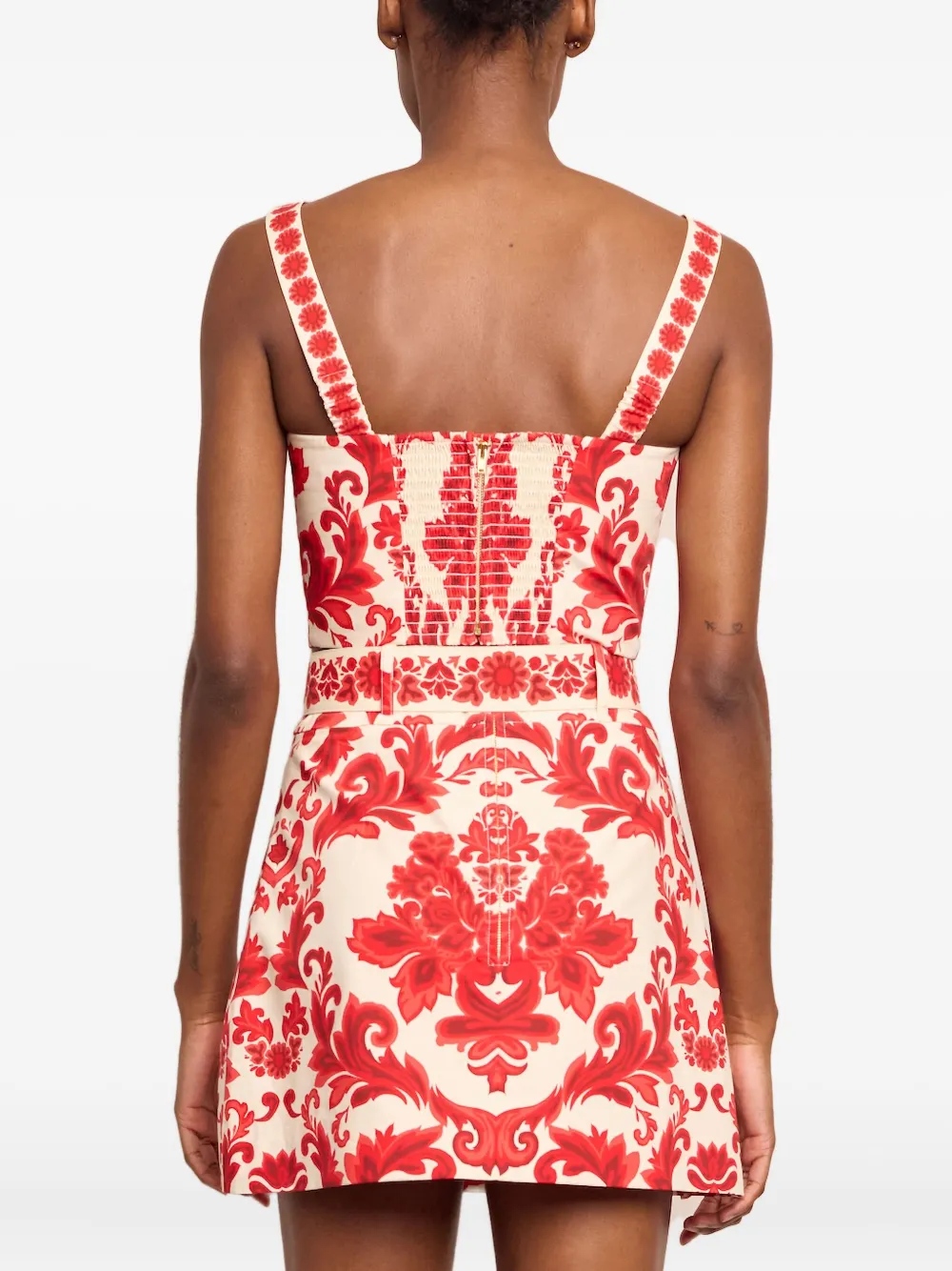  Cara Cara Helena Floral-print Smocked Top - Red 