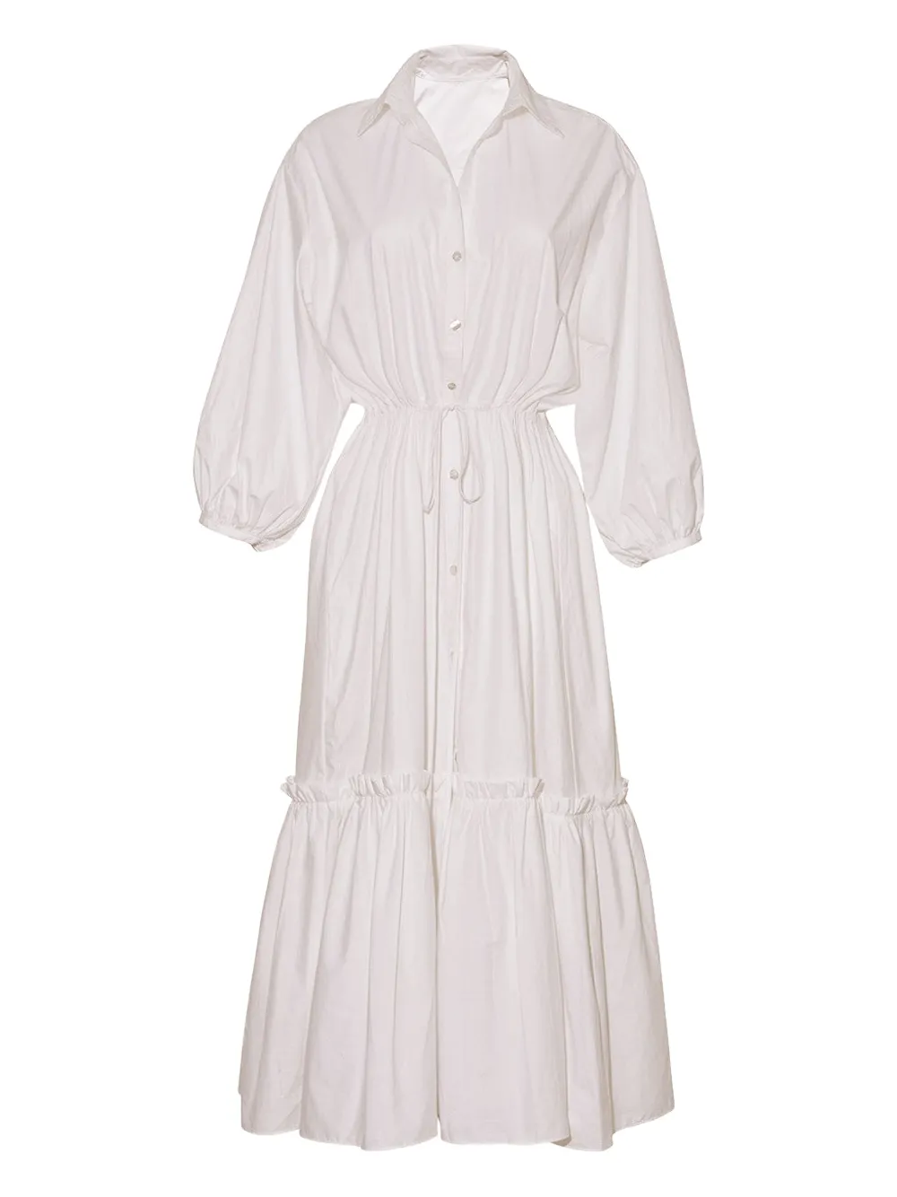 Cara Cara Hutton button-down tiered midi dress - Bianco