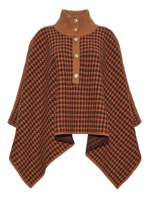Cara Cara Pagoda high-neck houndstooth cape