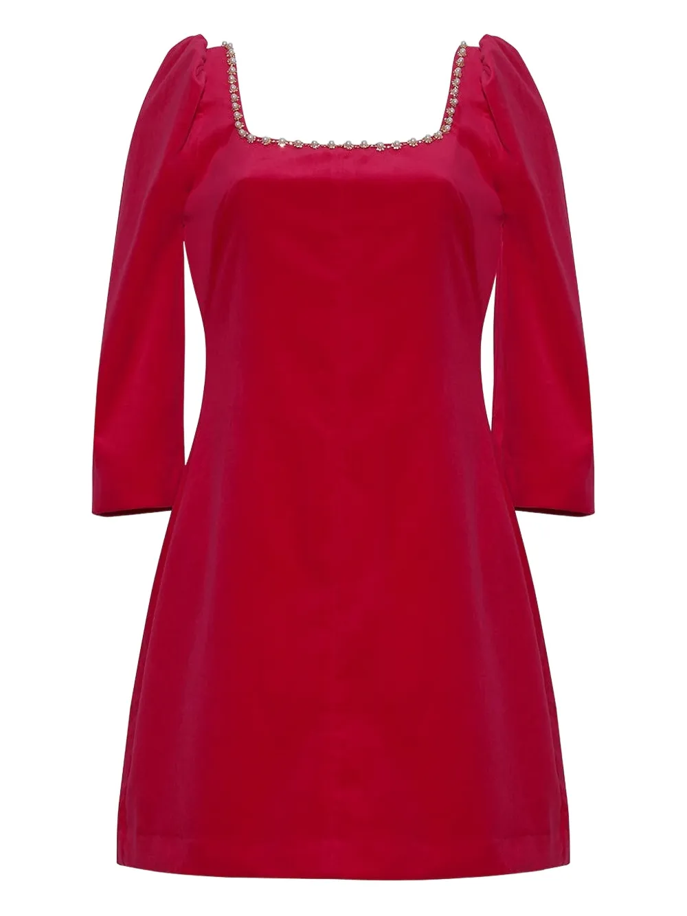 Cara Cara Belinda Embellished Puff-sleeve Mini Dress In Red