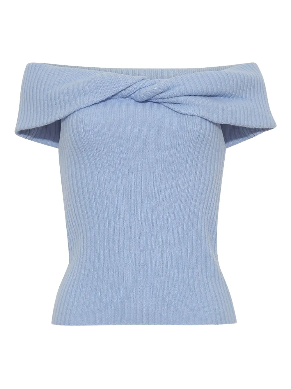 Cara Cara Petunia Off-shoulder Twist-front Top In Blue
