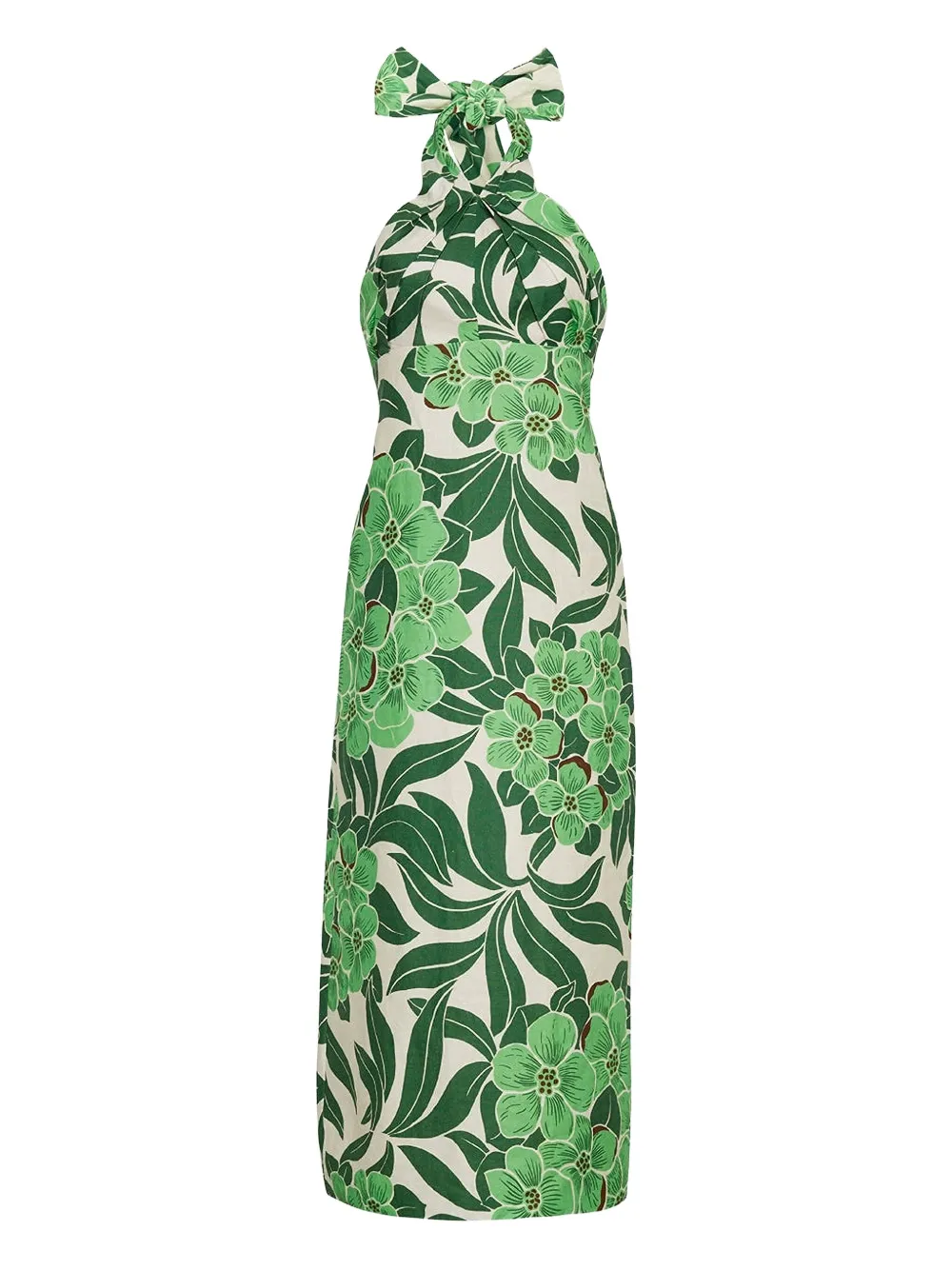 Cara Cara Perla floral-print halterneck midi dress - Verde