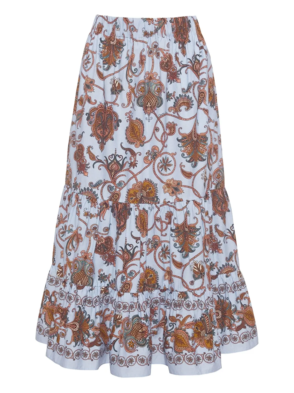 Cara Cara Chase paisley-print tiered midi skirt - Blu