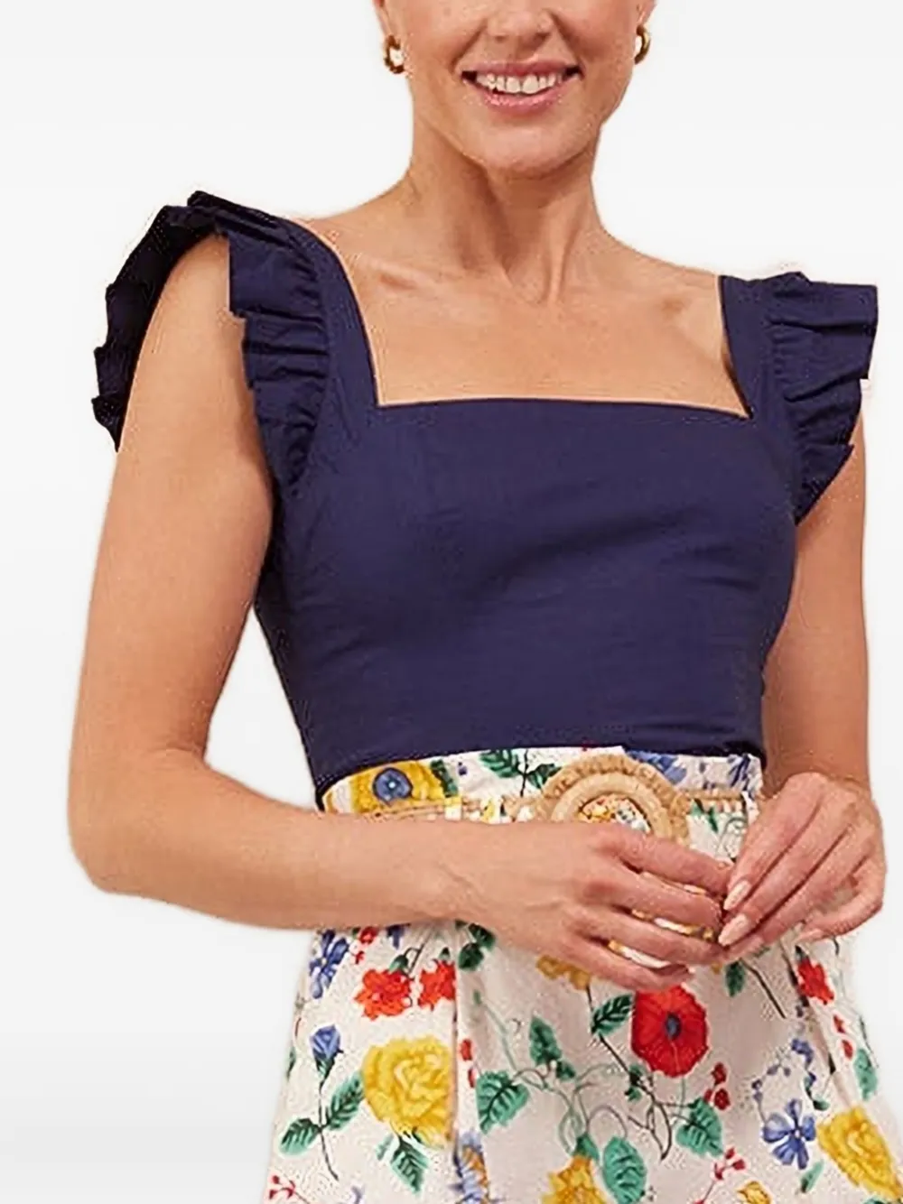 Cara Cara Hyannis Ruffle-detail Square-neck Top In Purple