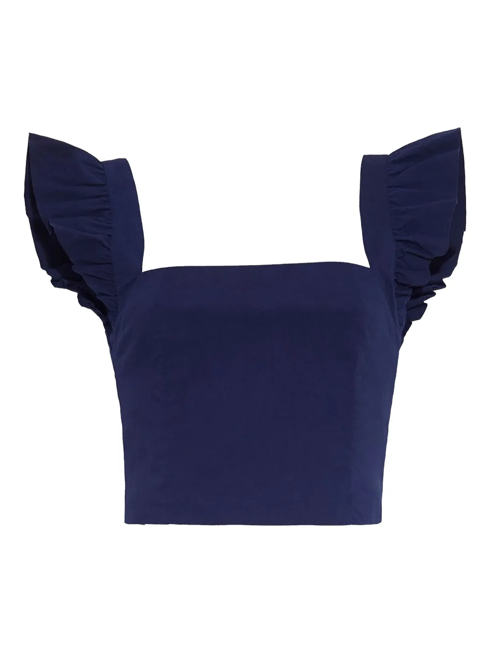 Cara Hyannis top met ruches en vierkante hals Blauw