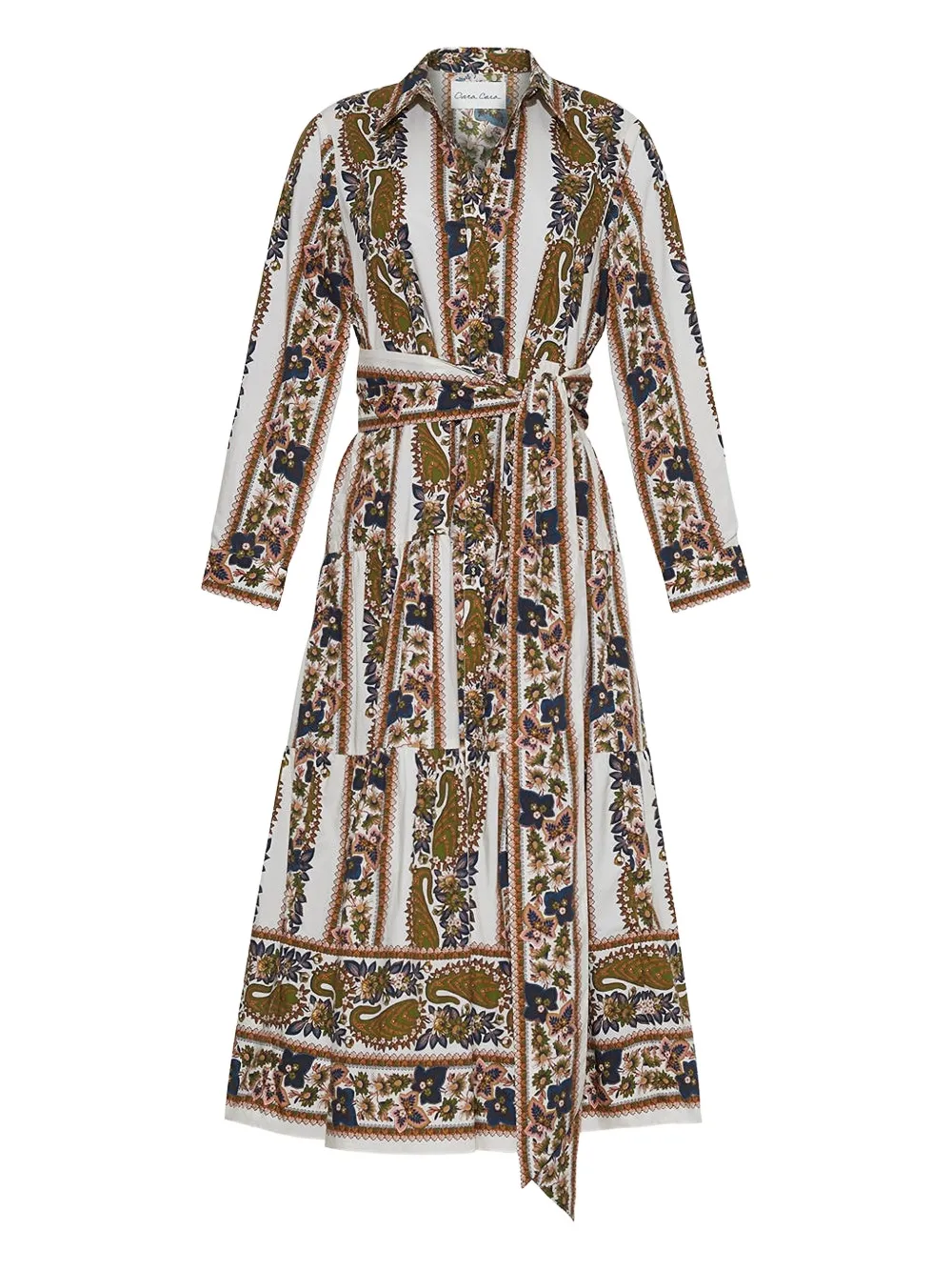 Cara Cara Lolita Paisley-print Tiered Midi Dress In White