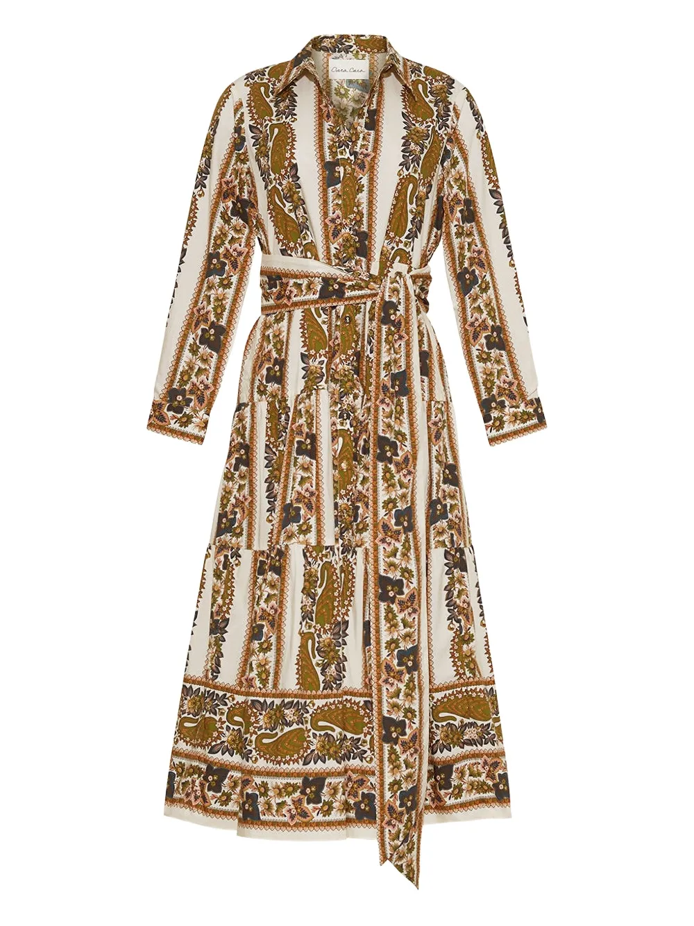 Cara Cara Lolita paisley-print tiered midi dress - Toni neutri