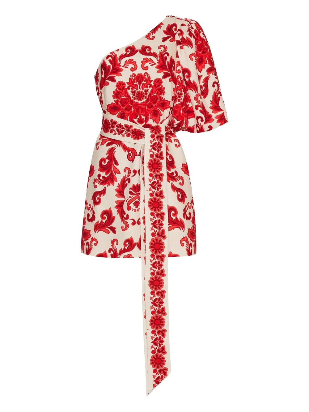 Cara Cara Lucia Puff-sleeve Damask Mini Dress In Animal Print